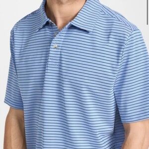 Fair Harbor men’s Ozone blue black white stripe performance polo Sz L